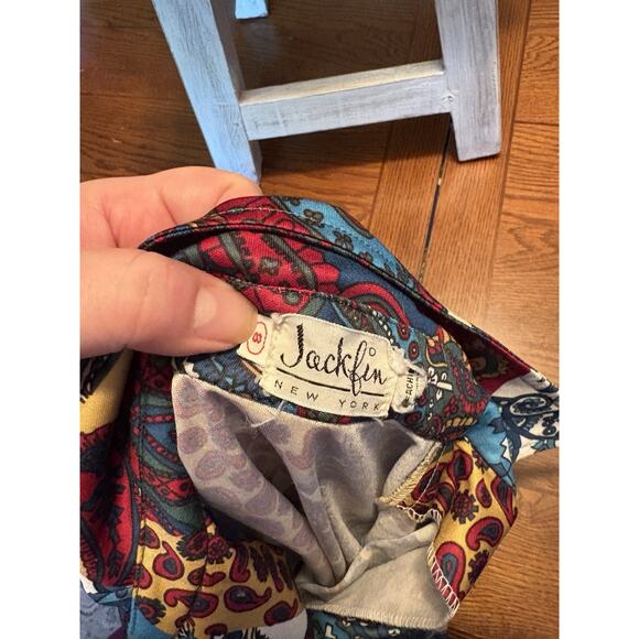 Vintage Women’s Jackfin Sz 8 Big Collar Paisley Disco Button Down Shirt - Picture 2 of 7